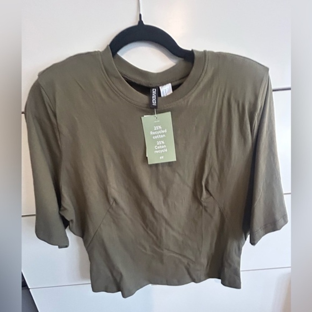 NWT H&M Divided Olive Crop Top